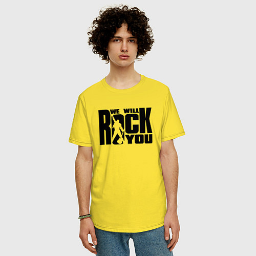 Мужская футболка оверсайз QUEEN / Желтый – фото 3