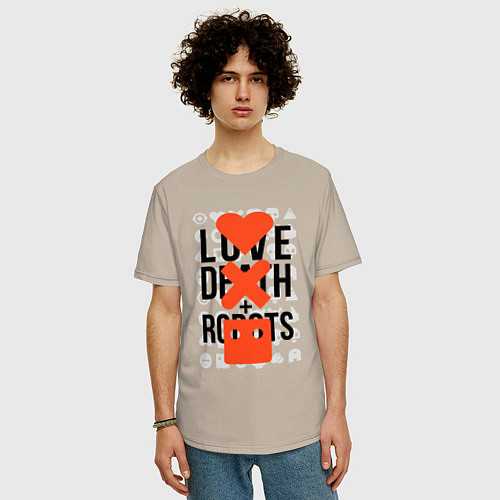 Мужская футболка оверсайз LOVE DEATH ROBOTS LDR / Миндальный – фото 3