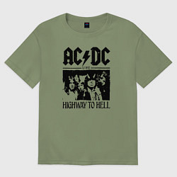 Футболка оверсайз мужская ACDC highway to hell, цвет: авокадо