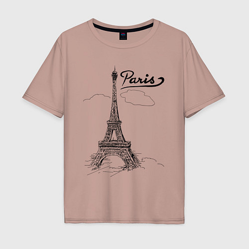 Мужская футболка оверсайз Париж / Пыльно-розовый – фото 1