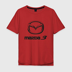 Футболка оверсайз мужская MAZDA 3 Black, цвет: красный
