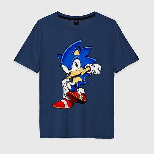 Мужская футболка оверсайз SONIC / Тёмно-синий – фото 1