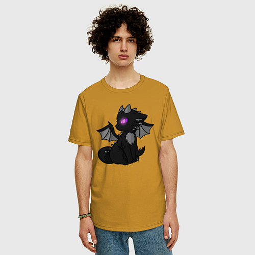 Мужская футболка оверсайз Эндар дракон / Горчичный – фото 3