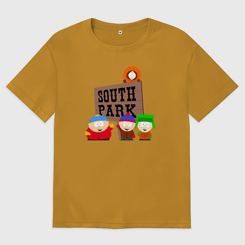 Мужская футболка оверсайз South Park / Горчичный – фото 1