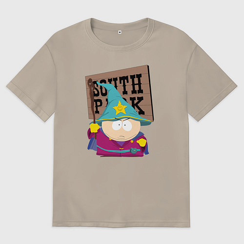 Мужская футболка оверсайз ЮЖНЫЙ ПАРК / Миндальный – фото 1