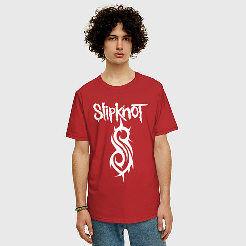 Мужская футболка оверсайз SLIPKNOT / Красный – фото 3