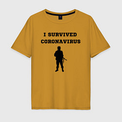 Футболка оверсайз мужская Coronavirus Survivor, цвет: горчичный