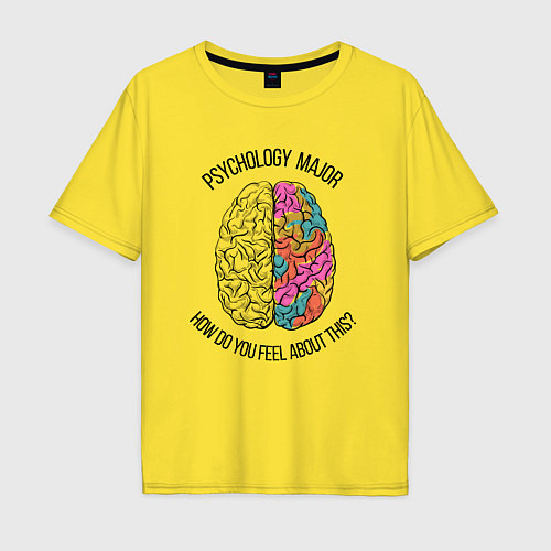 Мужская футболка оверсайз Psyhology major / Желтый – фото 1