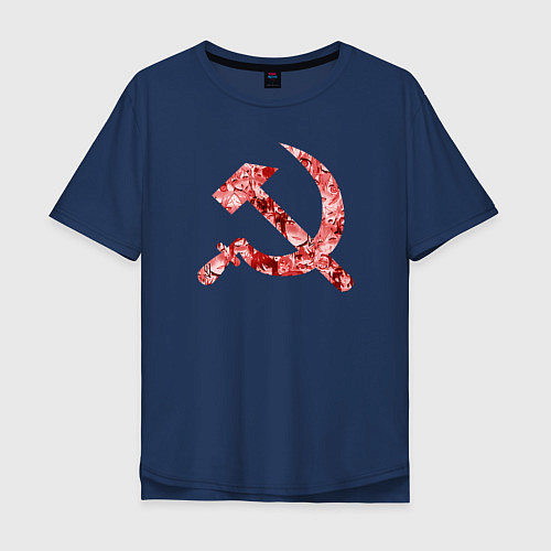 Мужская футболка оверсайз Ахегао СССР / Тёмно-синий – фото 1