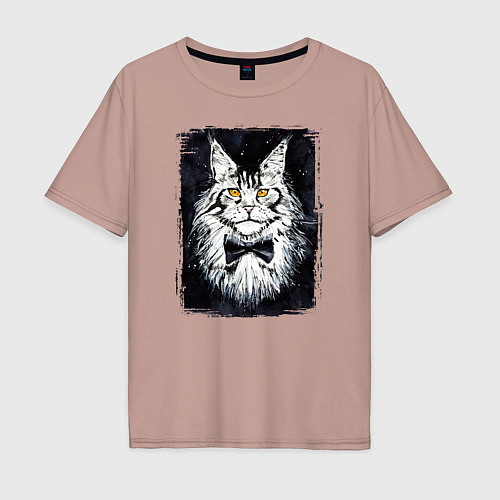 Мужская футболка оверсайз Hello kittys! / Пыльно-розовый – фото 1