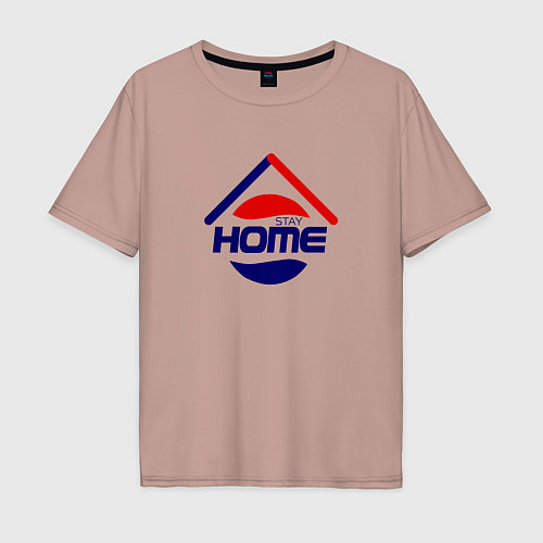 Мужская футболка оверсайз Stay Home / Пыльно-розовый – фото 1