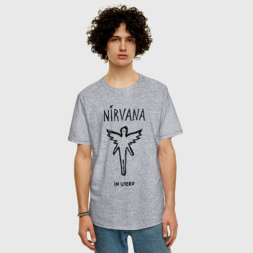 Мужская футболка оверсайз Nirvana In utero / Меланж – фото 3