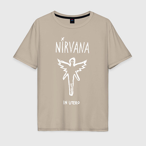 Мужская футболка оверсайз Nirvana In utero / Миндальный – фото 1
