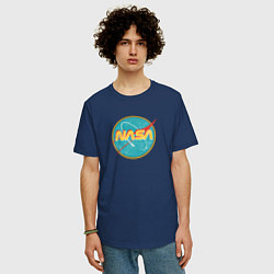 Футболка оверсайз мужская NASA винтажный логотип, цвет: тёмно-синий — фото 2