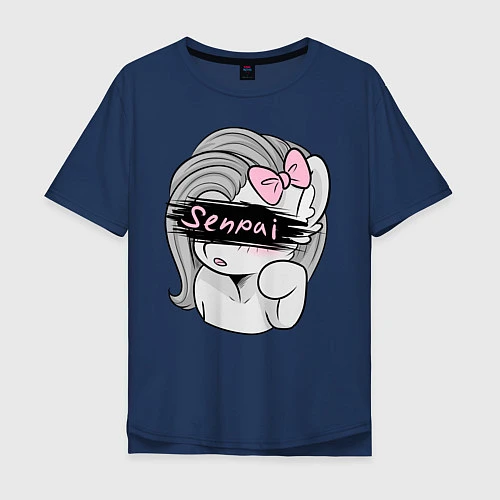 Мужская футболка оверсайз Senpai / Тёмно-синий – фото 1