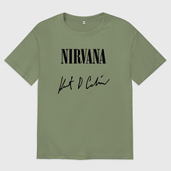 Футболка оверсайз мужская NIRVANA АВТОГРАФ КУРТА КОБЕЙНА, цвет: авокадо