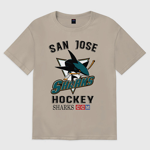 Мужская футболка оверсайз SAN JOSE SHARKS / Миндальный – фото 1