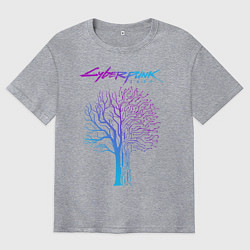 Мужская футболка оверсайз ДЕРЕВО CYBERPUNK 2077