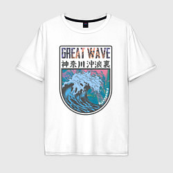 Футболка оверсайз мужская Vaporwave Kanagawa, цвет: белый