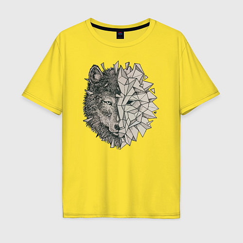 Мужская футболка оверсайз Geometric Wolf / Желтый – фото 1