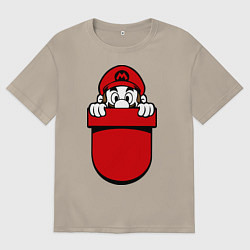 Футболка оверсайз мужская Марио в кармане, цвет: миндальный