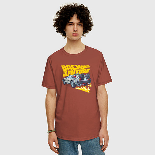 Мужская футболка оверсайз Back to the Future / Кирпичный – фото 3