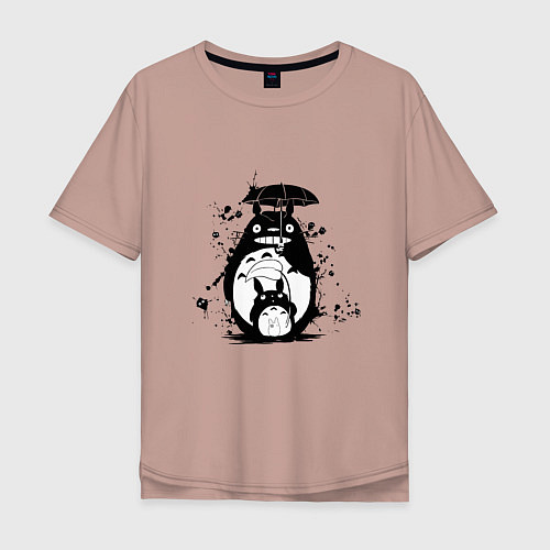 Мужская футболка оверсайз Тоторо / Пыльно-розовый – фото 1