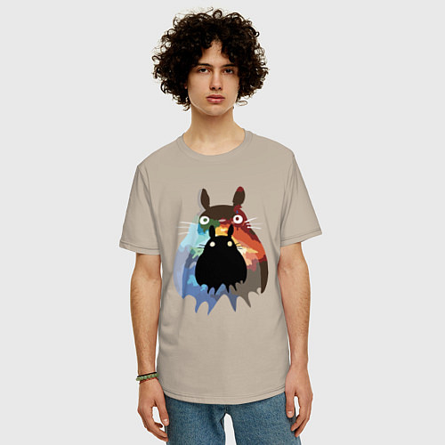 Мужская футболка оверсайз Totoro / Миндальный – фото 3