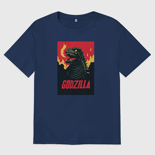 Мужская футболка оверсайз Godzilla / Тёмно-синий – фото 1
