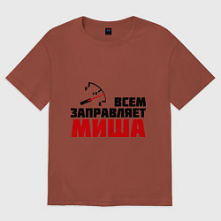 Футболка оверсайз мужская Заправляет Миша, цвет: кирпичный