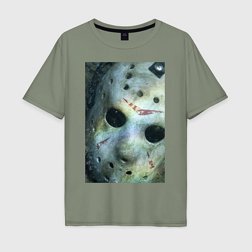 Мужская футболка оверсайз Friday The 13th Mask / Авокадо – фото 1