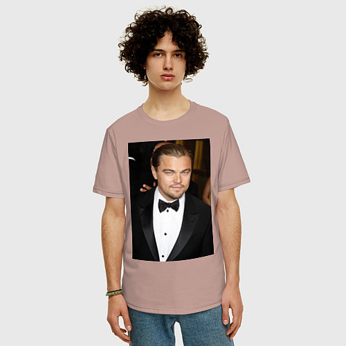 Мужская футболка оверсайз Леонардо Ди Каприо / Пыльно-розовый – фото 3