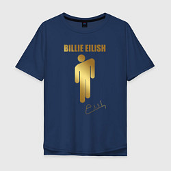Футболка оверсайз мужская Billie Eilish автограф, цвет: тёмно-синий