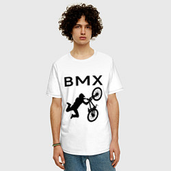 Футболка оверсайз мужская Велоспорт BMX Z, цвет: белый — фото 2