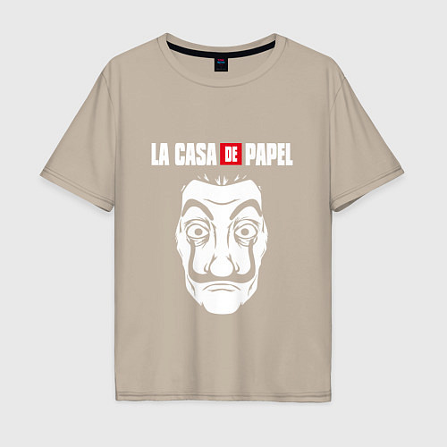 Мужская футболка оверсайз La Casa de Papel Z / Миндальный – фото 1