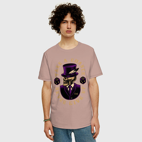 Мужская футболка оверсайз Рискуй и никогда не сдавайся / Пыльно-розовый – фото 3