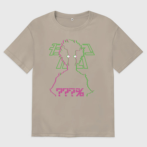 Мужская футболка оверсайз Mob Psycho 100% / Миндальный – фото 1