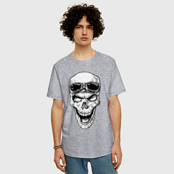 Футболка оверсайз мужская Skull and glasses, цвет: меланж — фото 2