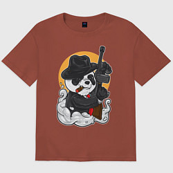 Футболка оверсайз мужская Panda Gangster, цвет: кирпичный