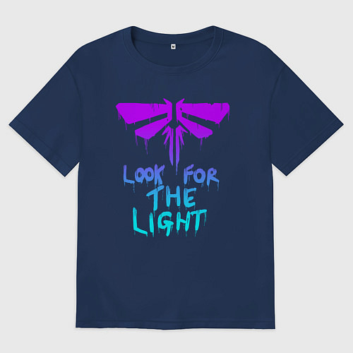 Мужская футболка оверсайз ЦИКАДЫ LOOK FOR THE LIGHT / Тёмно-синий – фото 1