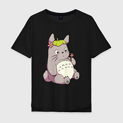 Футболка оверсайз мужская Little Totoro, цвет: черный