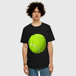 Футболка оверсайз мужская Теннис, цвет: черный — фото 2