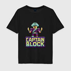 Футболка оверсайз мужская Roblox Captain Block Роблокс, цвет: черный