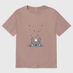 Мужская футболка оверсайз Любопытный Тоторо и Сажа