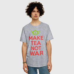 Футболка оверсайз мужская Make tea not war, цвет: меланж — фото 2