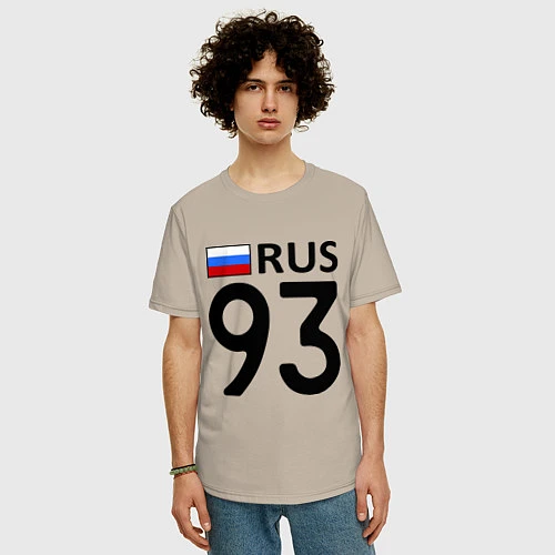 Мужская футболка оверсайз RUS 93 / Миндальный – фото 3