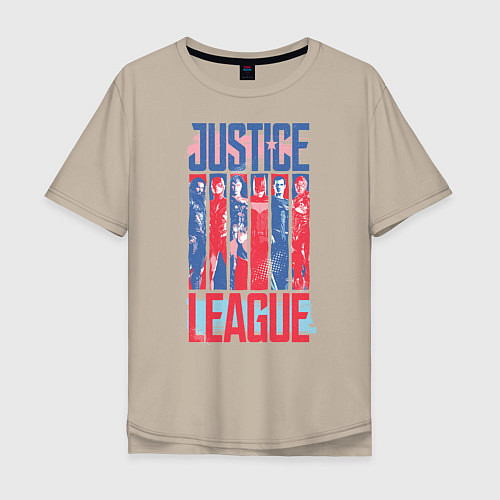 Мужская футболка оверсайз Justice League / Миндальный – фото 1