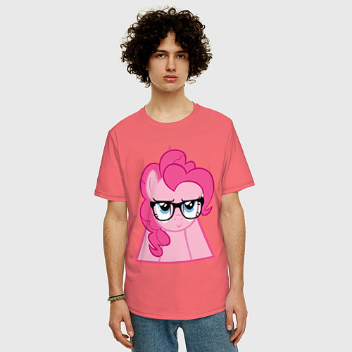 Мужская футболка оверсайз Pinky Pie hipster / Коралловый – фото 3