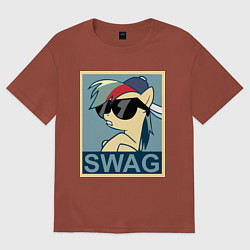 Футболка оверсайз мужская Rainbow Dash swag, цвет: кирпичный