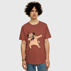 Футболка оверсайз мужская Мопс ДАБ, цвет: кирпичный — фото 2